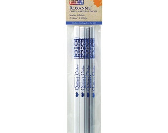 Silver & White Chalk Marking Pencils by Roxanne Quilters Choice - Water Rinse Off - 4-pack Pencils