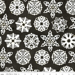 Snow Sweet Paper Snowflakes Fabric - Snow Sweet by J. Wecker Frisch for Riley Blake - C9668 Charcoal - Priced by the Half Yard