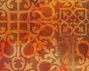 Croatia - Stucco Scroll Medallion - 120 99651 Burnt Orange - Ro Gregg - Paintbrush Studio - Priced by the 1/2 yard