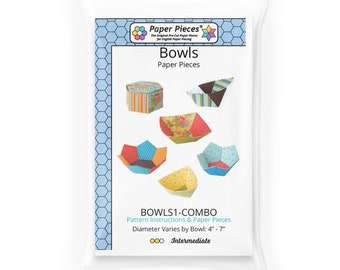 Bowls  Combo - English Paper Piecing - Bowls - Paper Pieces  - Pattern pieces & Instructions - DIY Project