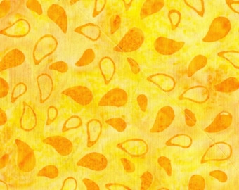 Amazon Batik Fabric - Tear Drop - Blank Quilting - 9229 44 Yellow - Priced by the half yard