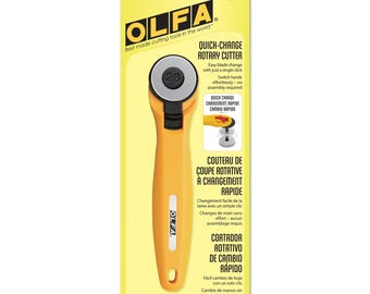 Olfa Rotary Cutter 28mm # RTY1 - Yellow - Thumb Lock Safety - Precision Cutting - Handle and Blade