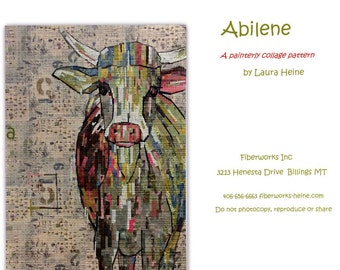 Abilene Cow Collage - Laura Heine Design - Applique Quilt - Standing Cow 42"x57" - DIY Kit with Pattern - full size reusable template