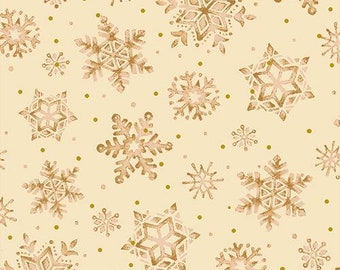 Christmas Star Snowflakes - 13018 00803 Beige - Gold stars - Seasons Greetings - Paintbrush Studio - Priced by the half yard