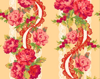 Sweet Beginnings Floral Stripe 10011 S Yellow by Jera Brandvig for Maywood Studio - Priced by the half yard