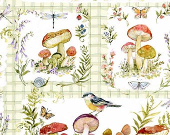 Mushrooms Panel 81447 - Springs Creative Designer Prints - Priced by the Half Yard