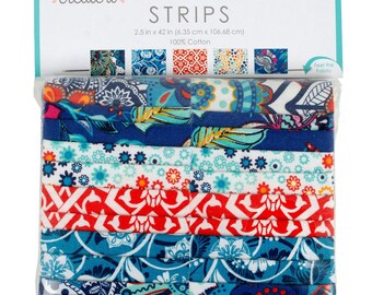 Create It Strip Set - Red/White/Blue - 20 Assorted Fabric Strips 2.5 inch x 42 inch