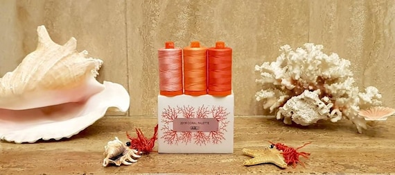 Living Coral Thread - Aurifil 50wt thread - 3 Spools - Pantone Color 2019 -  50wt Mako, 1422 yards