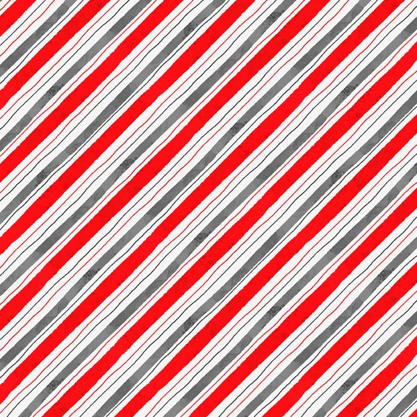 Wilmington Fabric - Snow Tidings by Lola Molina - Diagonal Stripe -  32081 139 Red Gray - Priced by the half yard