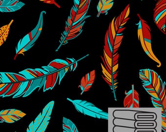 Feather Fabric - Whimsy Feathers by David Textiles 6178 Black - Sold in Precut One-yard packets