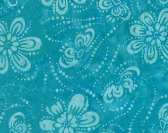 Blue Batik - Floating Flower - Wilmington -  22233 444 Aqua - Priced by the half yard