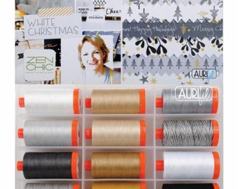 Aurifil 50wt cotton (12 spool) thread collection - White Christmas by Brigitte Heitland -