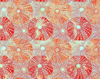 Calypso II - In The Beginning - Sea Urchin Fabric - 23CAL 2 Orange - Priced by the Half yard