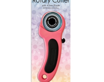 Sullivan 45mm Rotary Cutter - 45mm Blade - Right or Left Hand use - sold by the each - Blade included - Pink Handle