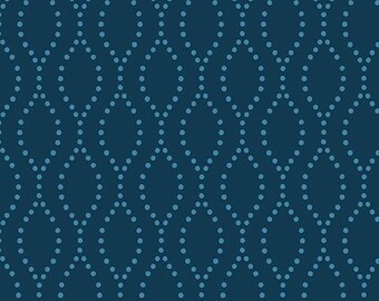Ogee Dot 13089 58 Navy - Cherry Guidry for Benartex Fabrics - Priced by the Half Yard
