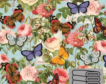 Floral Butterfly Fabric - Paris Spring Collection 3046 Multi - David Textiles - Sold in Precut One-yard packets