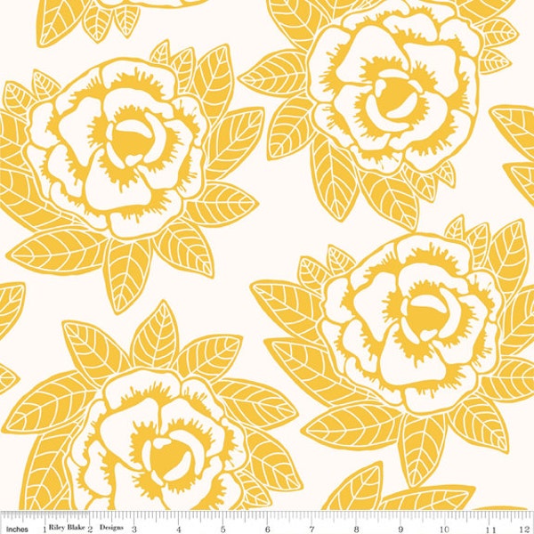 Rose Fabric -  Indie Main Yellow from the Indie Chic Collection by My Minds Eye for RIley Blake C3240 Yellow - EOB 18-inch