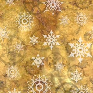 Steampunk Christmas - Desiree Designs for QT Fabrics - Snowflake Gears 28905 G E S - Choose Color - Priced by the half yard
