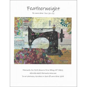 Featherweight Collage - Laura Heine - Fusible Applique - Sewing Machine 26x32&quot; - DIY Pattern Or Kit Option - full size reusable template