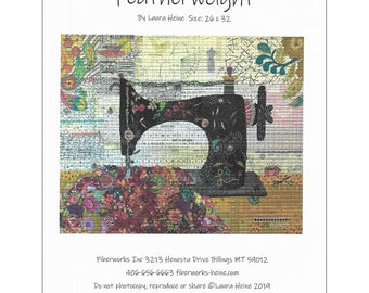 Featherweight Collage - Laura Heine - Fusible Applique - Sewing Machine 26x32" - DIY Pattern Or Kit Option - full size reusable template