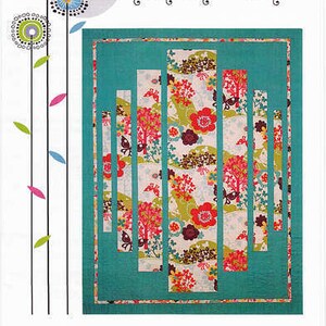 May include: A quilt pattern titled "Shenandoah" with a teal background and floral design. The quilt features vertical panels of fabric with red, green, and white floral patterns. The words "creative sewlutions" are at the bottom.