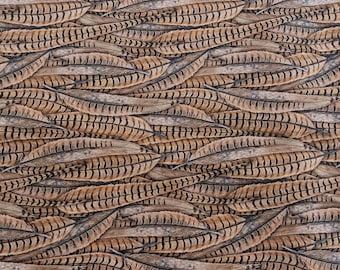 Wild Wings Crested Ringneck Feathers Fabric 76176 Brown - Springs Creative - Priced by the 1/2 yard