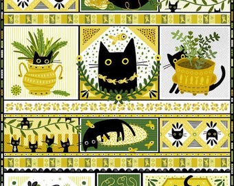 Tall Yarn Cat Panel - 2907 Multi  -  Leezaworks for Dear Stella  - Priced by the 24-inch panel