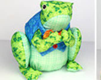 Frog Pillow - Stuffables - Sew & Go, Quilting Treasures 26388 - Sold by the Panel - DIY stuffed Frog Animal