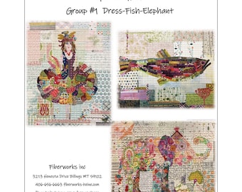 Laura Heine Mini Collage - Teeny Tiny - Applique Wall Hangings - 3 Patterns per Pack Choose Set -  DIY Pattern - Finishes 16"x20"
