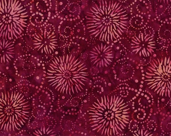 Wilmington Batiks - Flower Burst 22188 330 Burgundy- Priced by the half yard