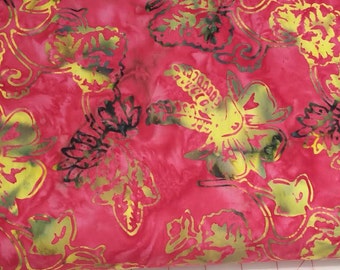 Floral Batik SG D064 Red - Artisan Indonesian from Majestic Batiks - End of bolt 24 inches