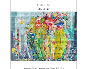 Cactus Queen Collage  - Laura Heine Fiberworks - 18" x 24" - DIY Pattern Or Kit Option - reusable template