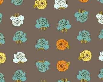 Heather Ross Fabric - Far Far Away 2 -  Roses - Windham Fabrics - 51203 7 Gray - Priced by the Half Yard