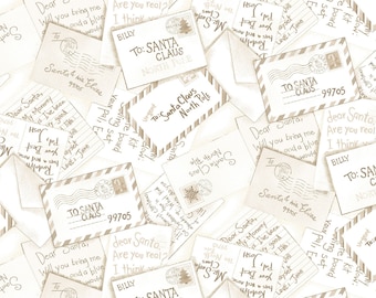 All the Trimmings Santa Letters - Letters to Santa - Maywood Studios 9373  Beige - Priced by the 1/2 yard