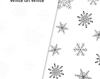 Rambling RAH2 4226 W - WHITE on White Snowflakes - Holiday 2 - Tone on Tone White  - P&B Textiles  - Priced by the half yard