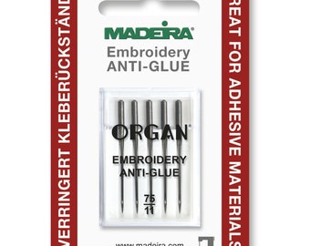 Madeira / Organ Needles 75/11  Quilting and Embroidery Needles - Anti-glue Feature - 5 pack 9456