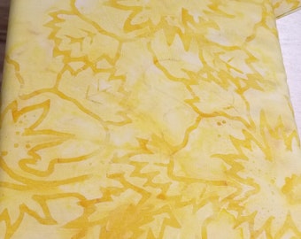 Yellow Wash Leaf Batik Fabric - Artisan Indonesian from Majestic Batiks - CB 426 Yellow, Priced by the 1/2 yard