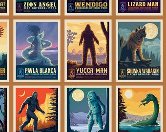 Riley Blake Legends of the National Parks - Postcards 13281-SIENNA - Anderson Design Group Priced by the 24" Panel repeat