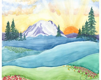 Dear Washington Mt Rainier Mountain Panel - CD 17734 - Riley Blake APNSH - Priced by the 36-inch Panel