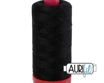 Aurifil 12wt Wool Thread - Black 8692 Wool - 50 % Lana wool - 350 meter spool