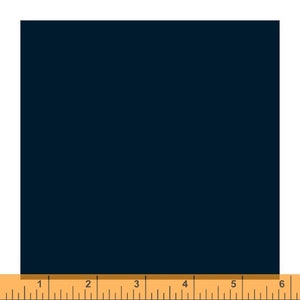 May include: A solid dark blue square against a white background. A ruler with inch markings is below the square.