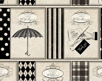 Gentleman Fabric - 3136 3C Cream - Madame et Homme by Pela Studios for David Textiles  - Priced by the 1/2 yard