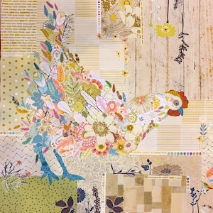Chicken Collage - Laura Heine Hen Rietta - Applique Quilt - Pattern 29&quot;x30&quot; - DIY Pattern Or Kit Option - full size reusable template