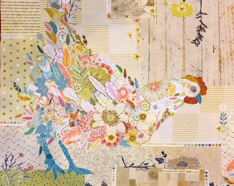Chicken Collage - Laura Heine Henrietta - Applique Quilt - Chicken Pattern 29"x30" - DIY Pattern Or Kit Option - full size reusable template