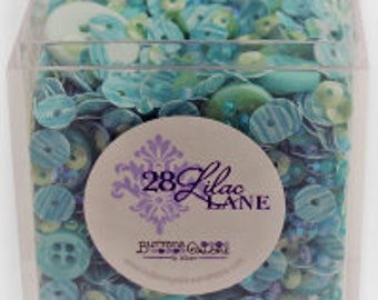 Shaker Mix Box - Sequins Seed Bead Buttons - 28 Lilac Lane Buttons Galore - Seaglass  LL503 (Turquoise) - Per box