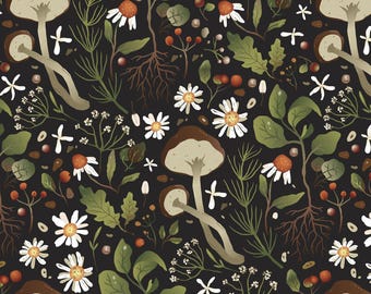 Mushroom Floral Fabric - 4210 4C1 - David Textiles Four Seasons Fabric -  Priced by the half yard