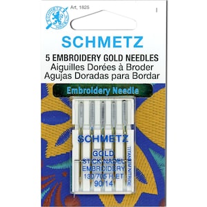 Embroidery Machine Needle - Schmetz  Gold 90/14- Embroidery - 5 Needles per pack - 1825