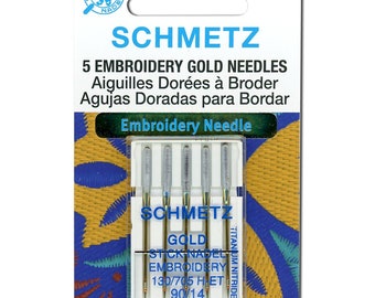 Embroidery Machine Needle - Schmetz  Gold 90/14- Embroidery - 5 Needles per pack - 1825