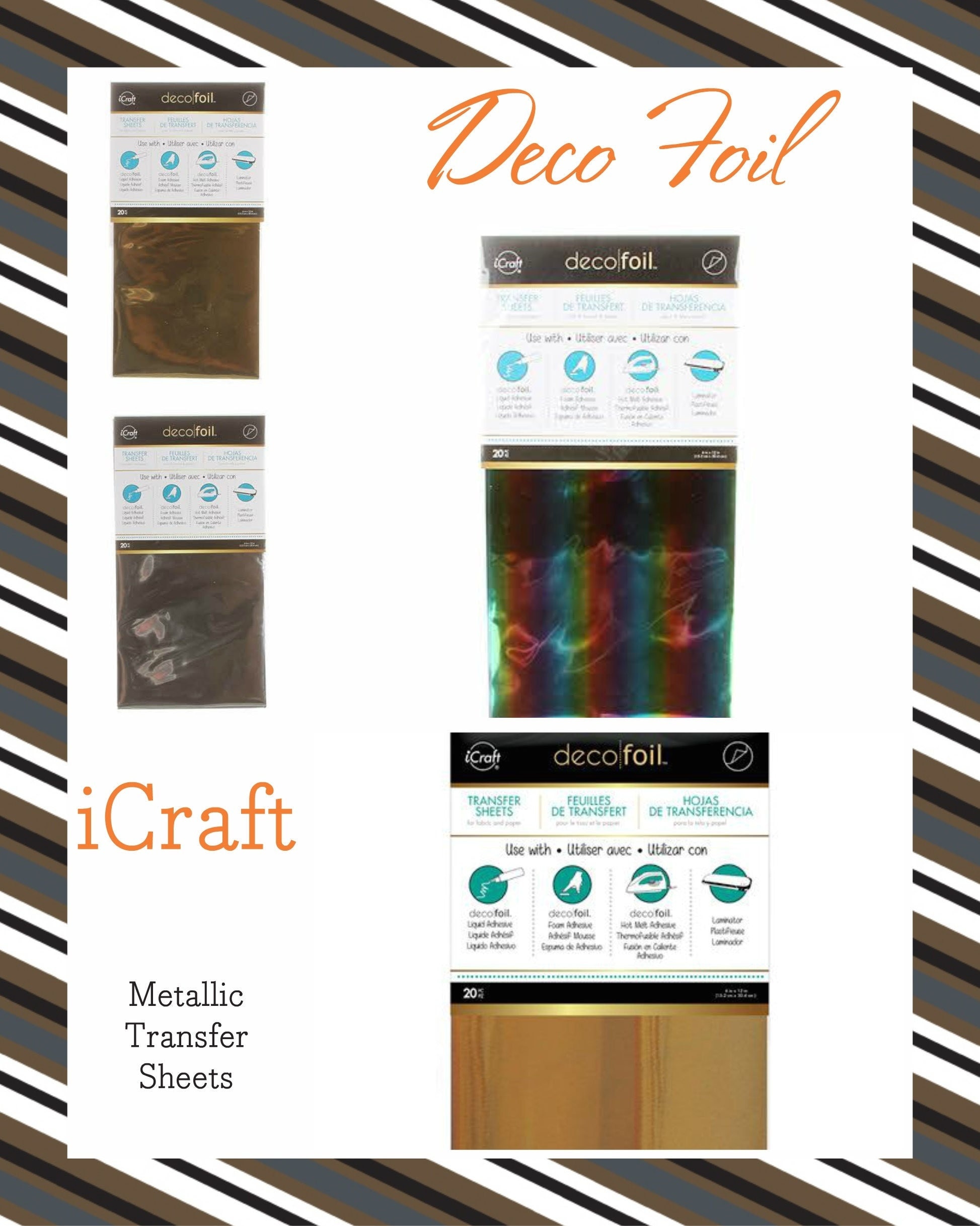 Therm O Web Deco Foil - Watercolor Transfer Sheets - Amber Emerald Amethyst Lapis & Summer Rainbow - Bundle 5 iCraft Speciality Foil Packages (1)