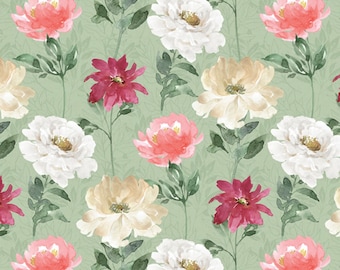 All you Need is Love 5911 3 Sage gSpring Florals - by Beth Grove for David Textiles  - Priced by the 1/2 yard